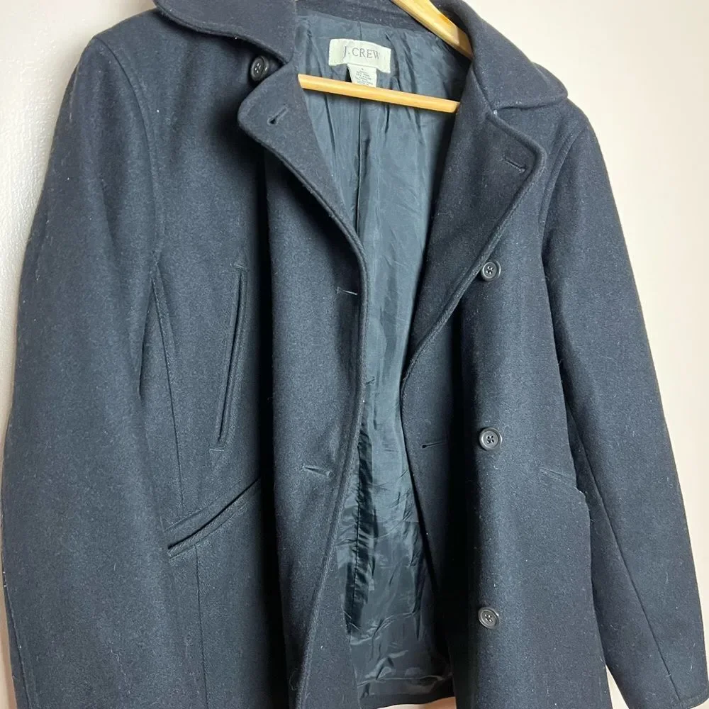 CLEARANCE! Black J. Crew Double Breasted Peacoat Size S EUC - Picture 4 of 5